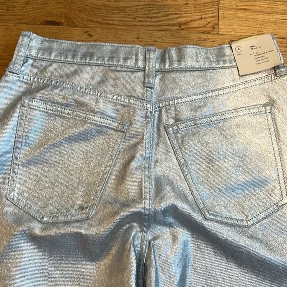 NWT Universal Thread 90s Baggy Metallic Silver Cotton Jeans - Women’s 0 Long - Picture 10 of 16